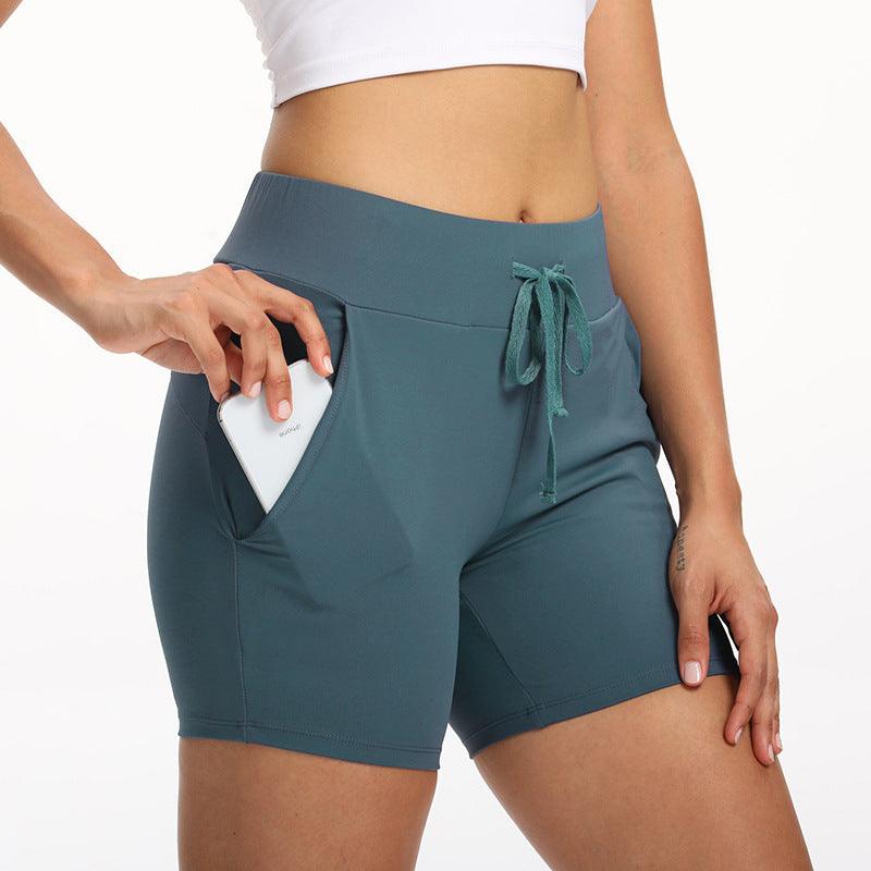 Women Summer Stretch Training Pocket Fitness Shorts - Amazitshop