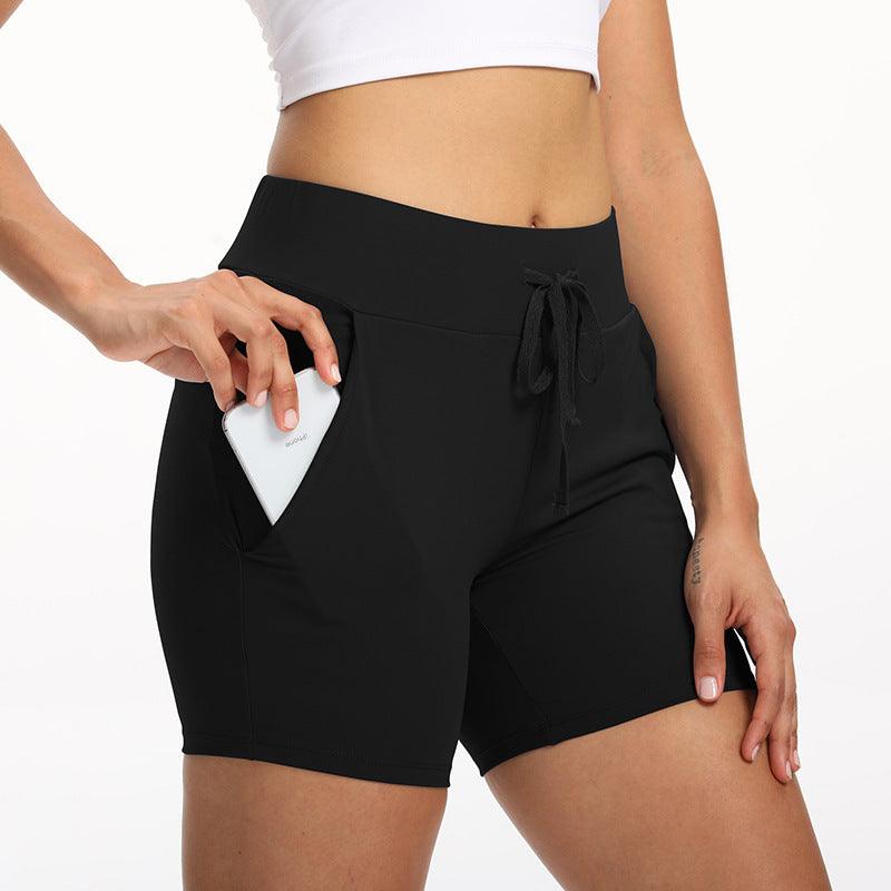 Women Summer Stretch Training Pocket Fitness Shorts - Amazitshop