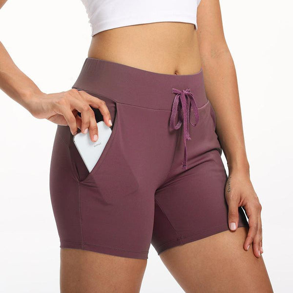 Women Summer Stretch Training Pocket Fitness Shorts - Amazitshop