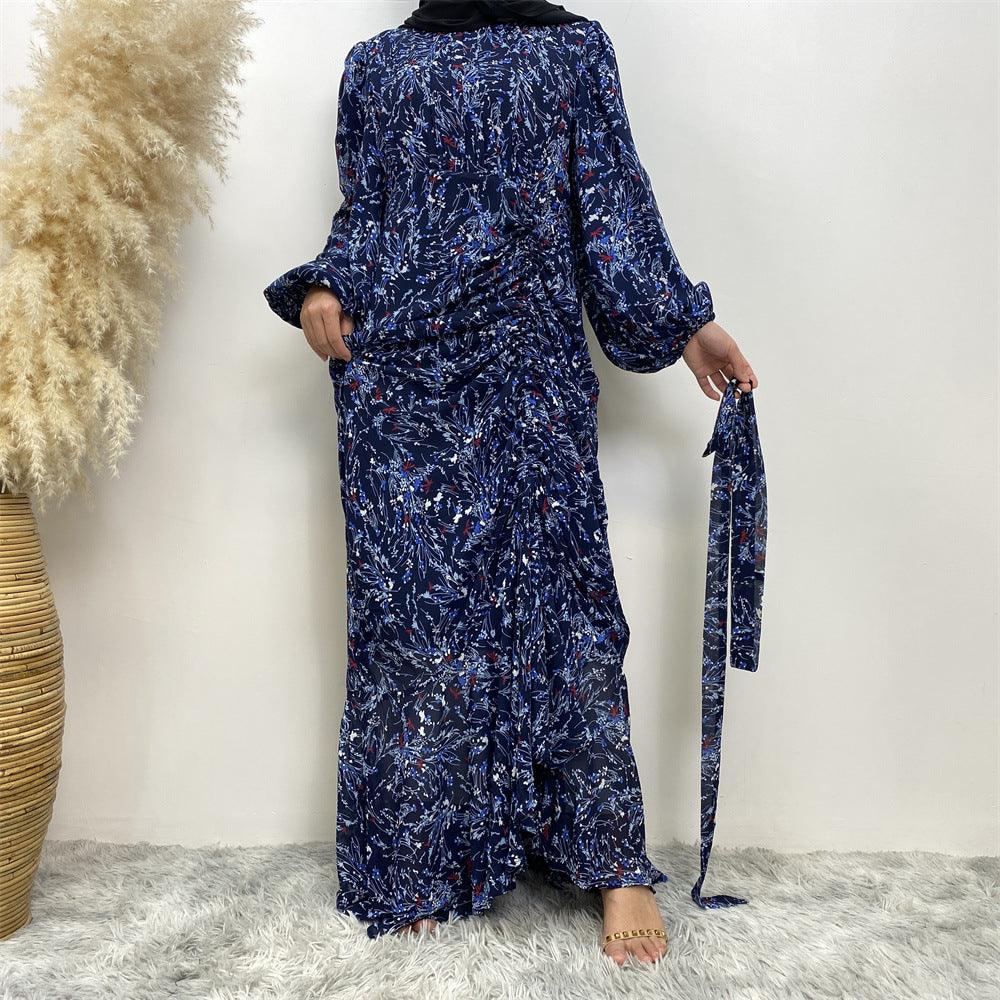 Women's Fashion Floral Round Neck Elastic Dress - Amazitshop